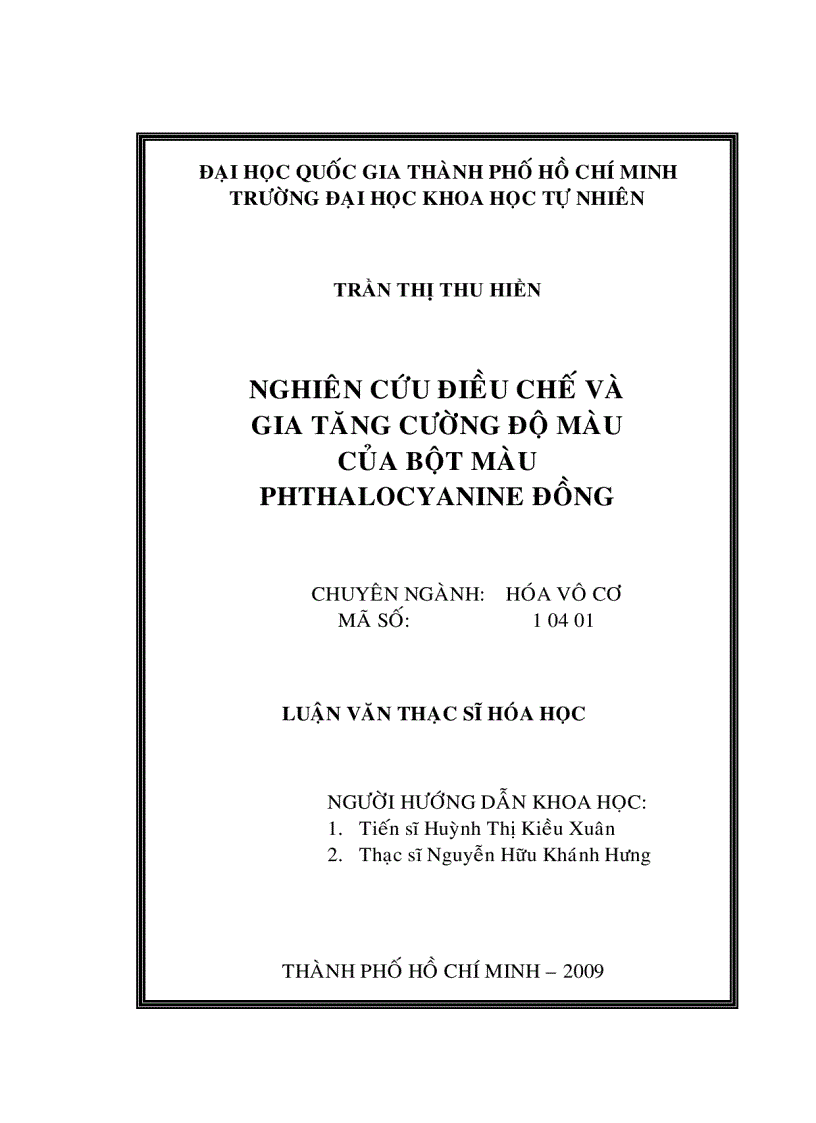 image for page Nghiên cứu điều chế và gia tăng cường độ màu của bột màu phthalocyanine đồng