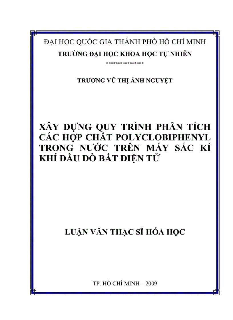 image for page Xây dựng quy trình phân tích các hợp chất polyclobiphenyl trong nước trên máy sắc kí khí dầu dò bắt điện tử