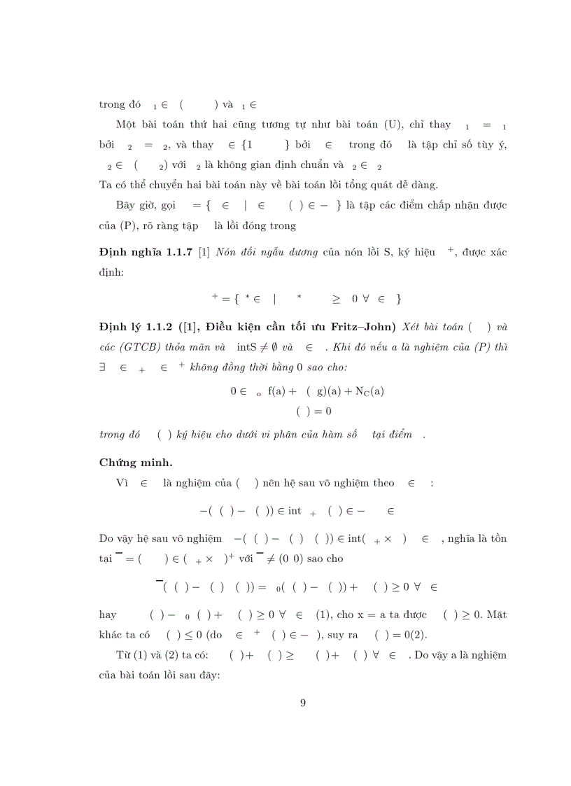 image for page Điều kiện tối ưu cho một số lớp bài toán tối ưu hai cấp