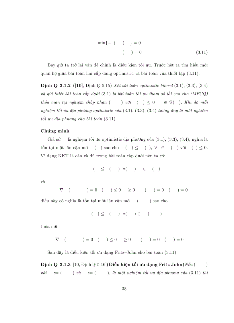 image for page Điều kiện tối ưu cho một số lớp bài toán tối ưu hai cấp