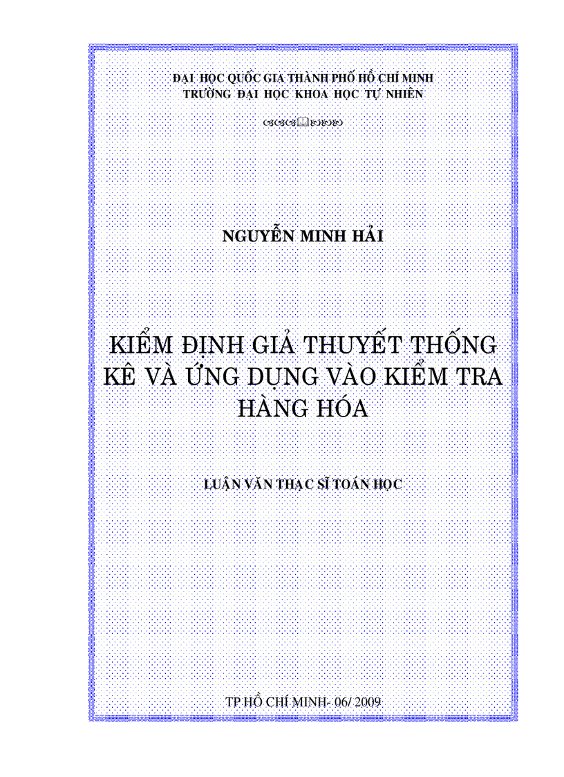 image for page Kiểm định giả thuyết thống kê và ứng dụng vào kiểm tra hàng hóa