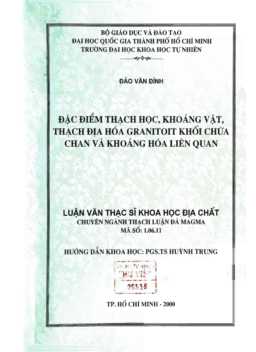 image for page Đặc điểm thạch học khoáng vật thạch địa hóa granitoit khối chứa chan và khoáng hóa liên quan