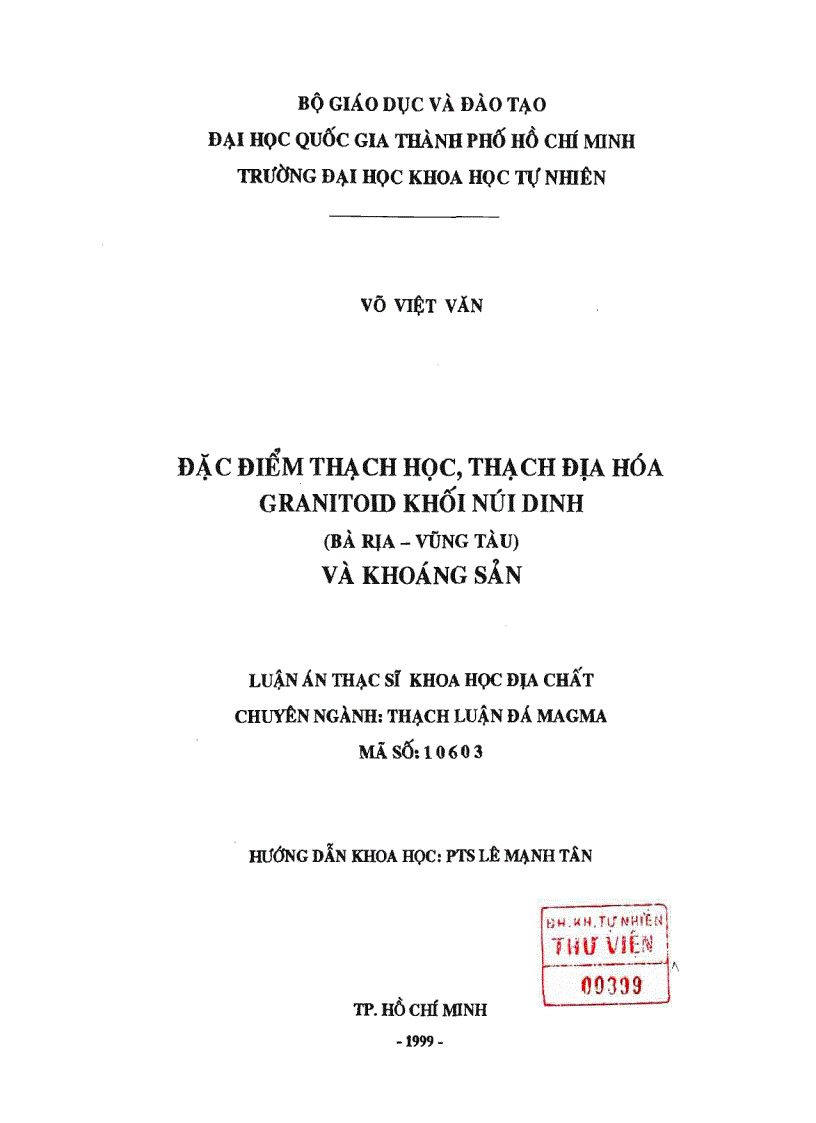 image for page Đặc điểm thạch học thạch địa hóa granitoid khối núi dinh bà rịa vũng tàu và khoáng sản