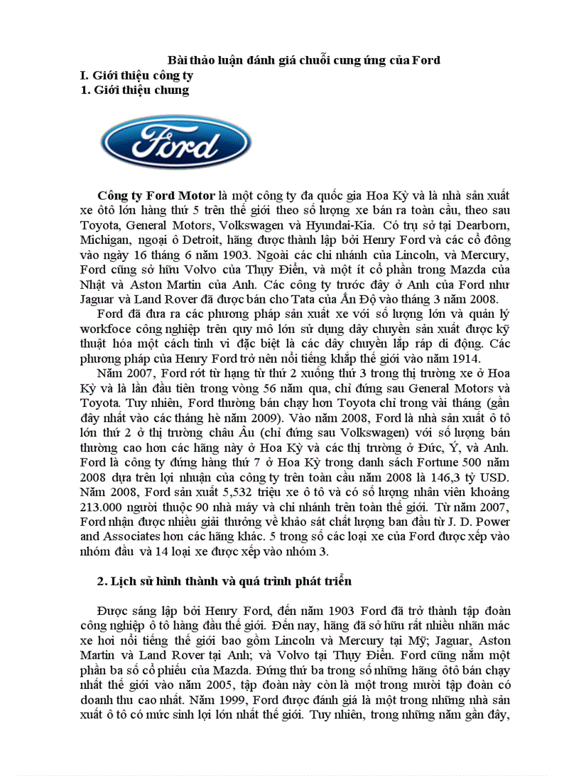 image for page Đánh giá chuỗi cung ứng của FORD