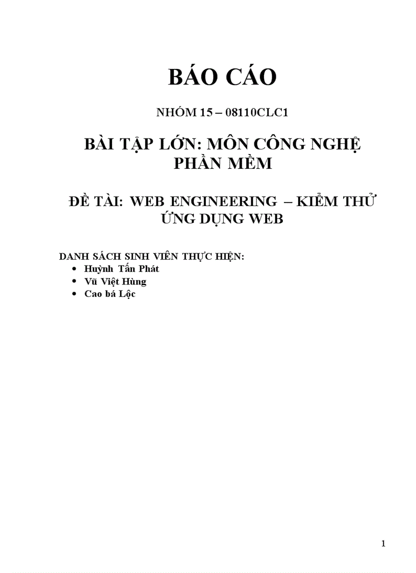 image for page Báo Cáo đề tài Web Engineering Công nghệ phần mềm Có Slide đính kèm