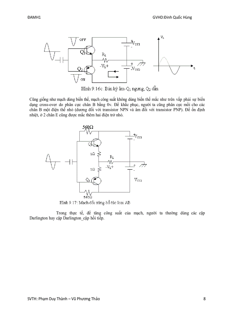 image for page Thiết kế mạch khuếch đại công suất âm tần