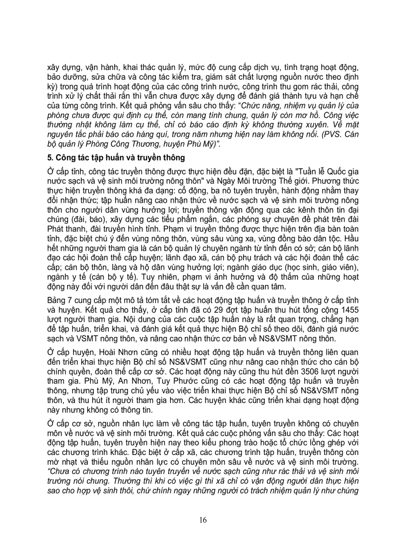 image for page Khảo sát cơ bản về tình hình nước và vệ sinh môi trường tại 6 huyện của tỉnh bình định