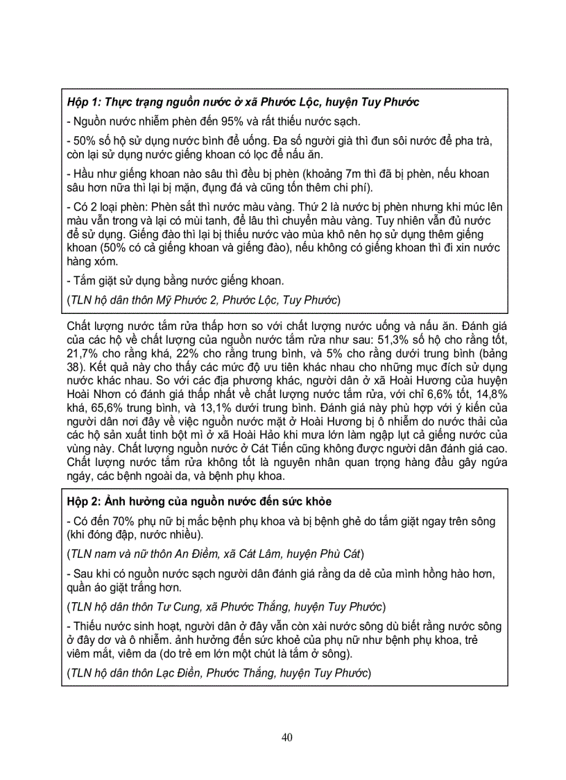 image for page Khảo sát cơ bản về tình hình nước và vệ sinh môi trường tại 6 huyện của tỉnh bình định