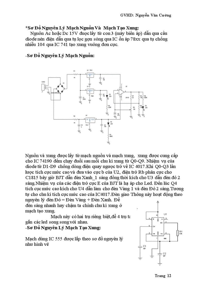 image for page Đèn Giao Thông Thực hiện bằng các IC 555 4017 kết hợp một số đèn led để hiển thị