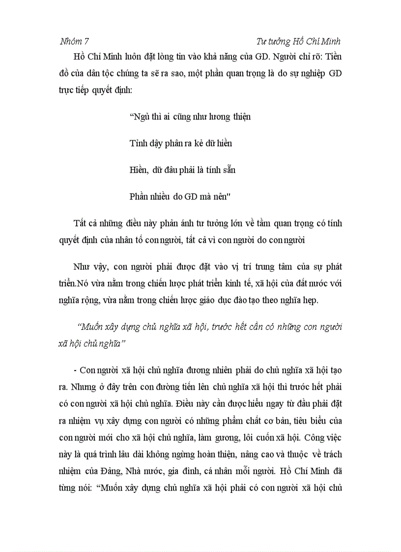 image for page Quan điểm của hồ chí minh về vai trò của con người và chiến lược trồng người Vận dụng quan điểm đó trong việc phát triển giáo dục đào tạo của nước ta hiện nay