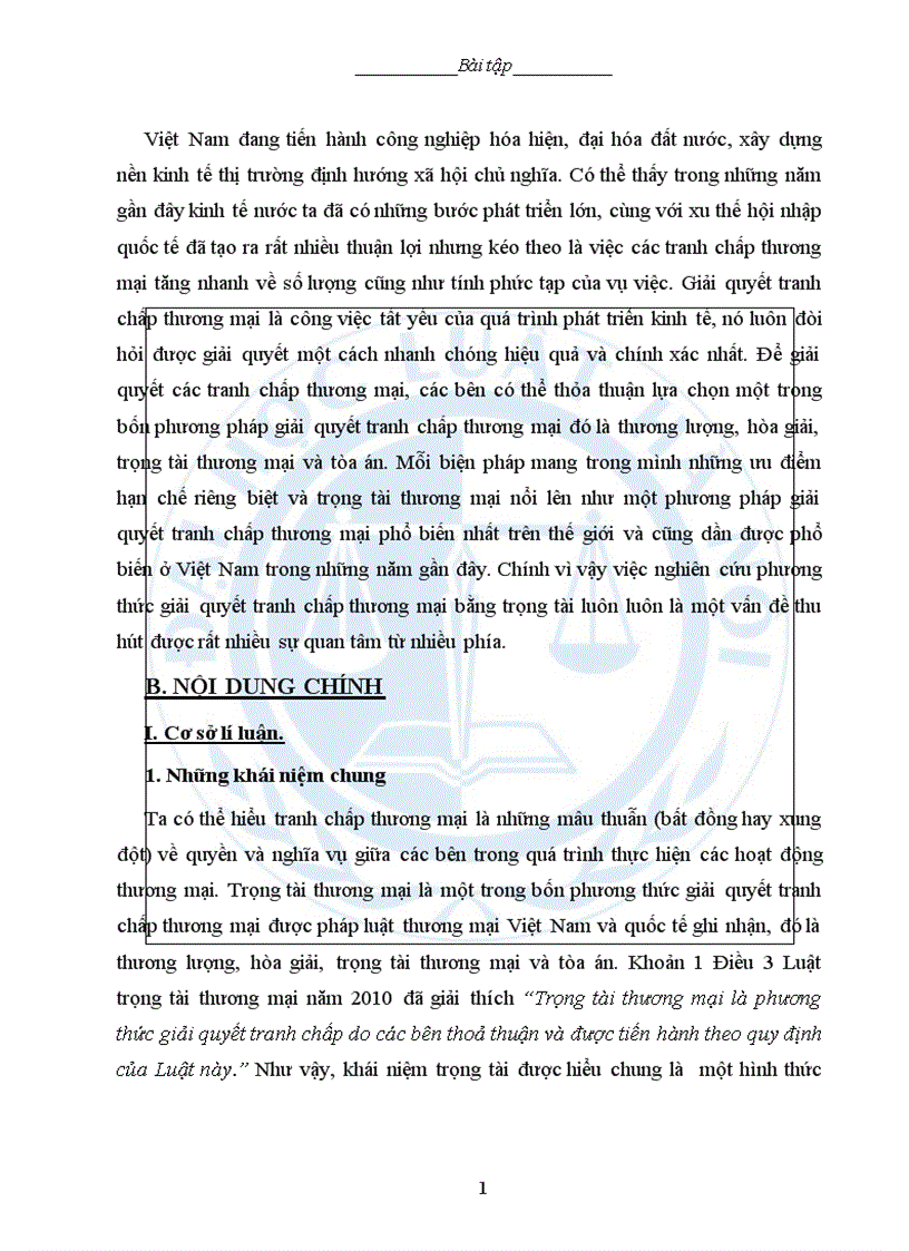 image for page Bài tập học kỳ Luật thương mại 2 Trọng tài thương mại