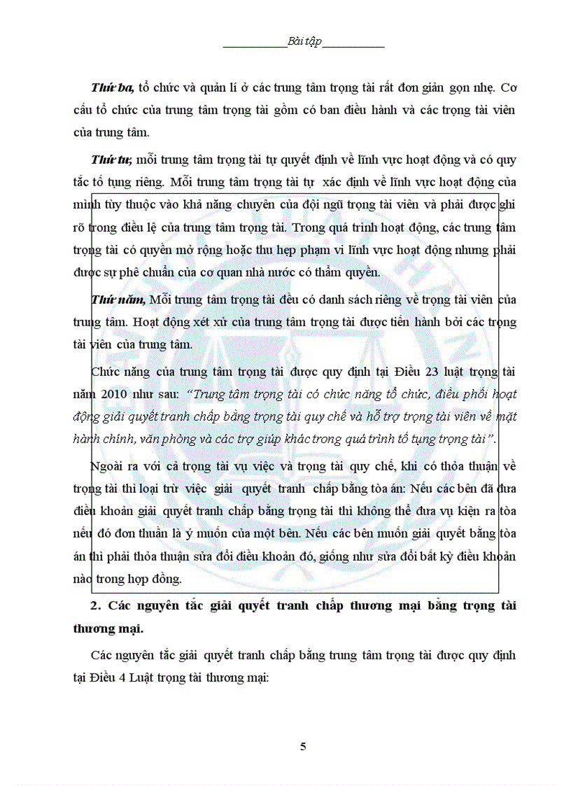 image for page Bài tập học kỳ Luật thương mại 2 Trọng tài thương mại