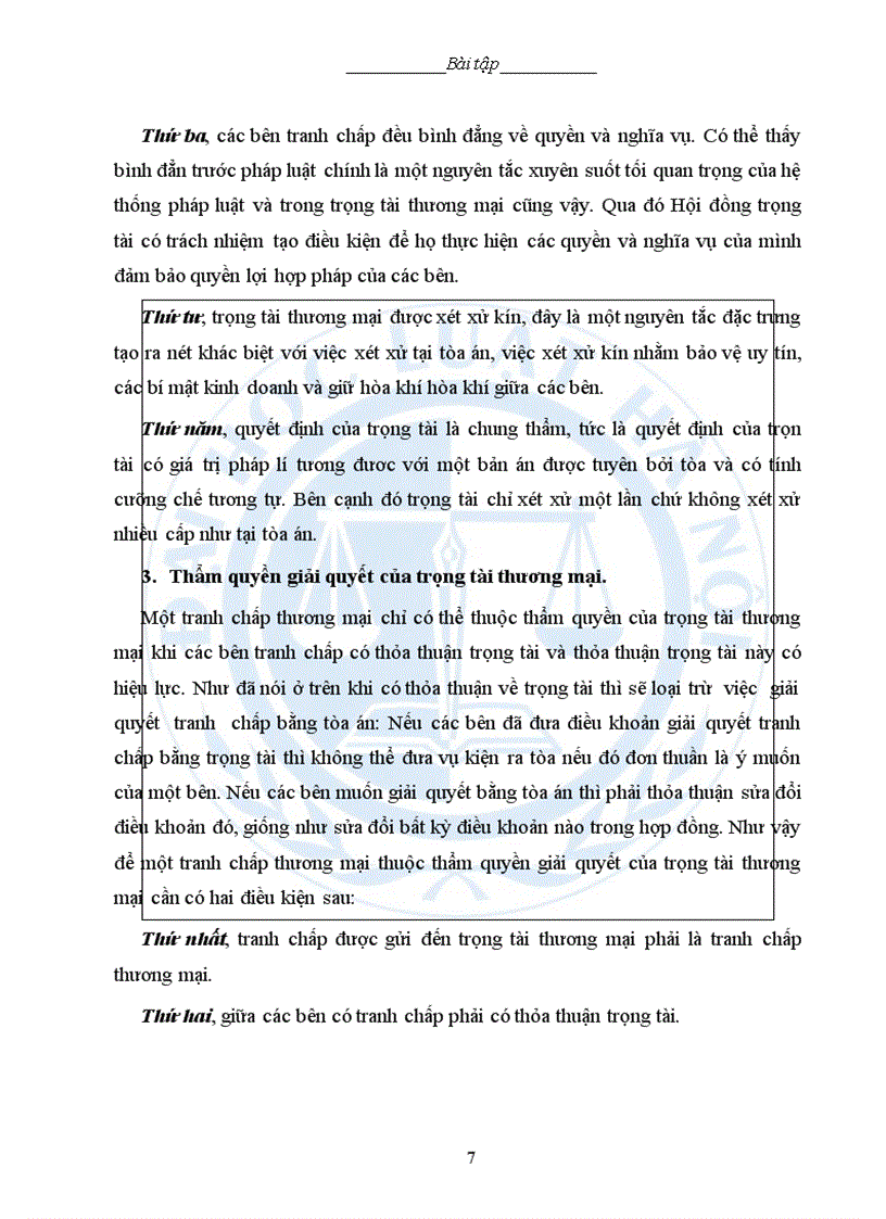 image for page Bài tập học kỳ Luật thương mại 2 Trọng tài thương mại