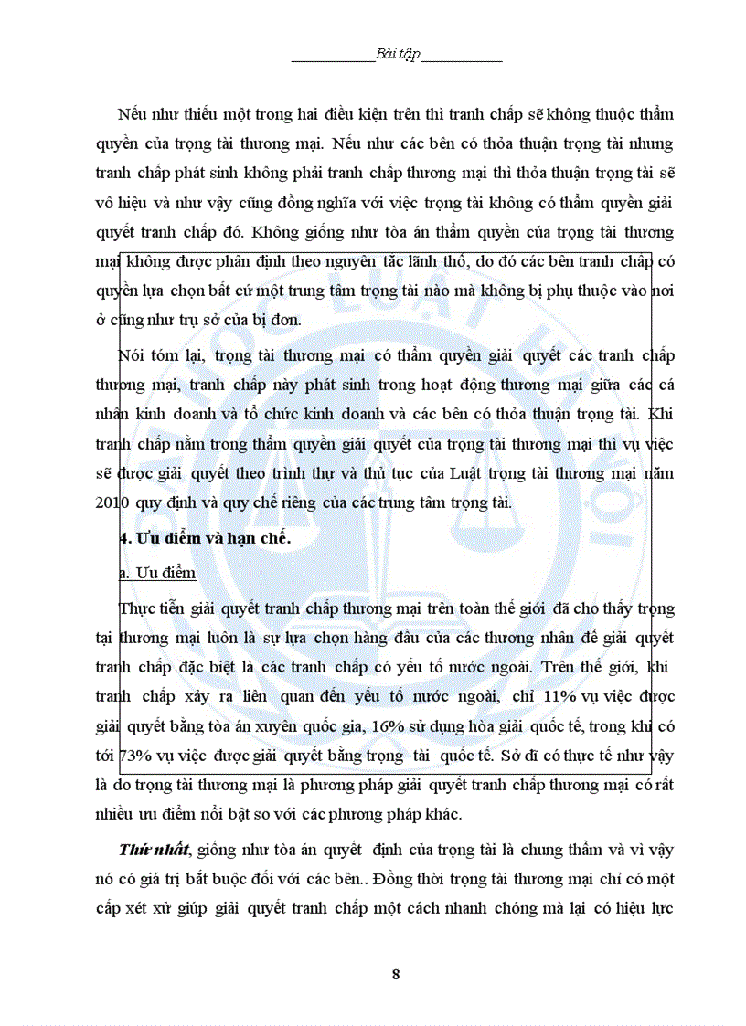 image for page Bài tập học kỳ Luật thương mại 2 Trọng tài thương mại