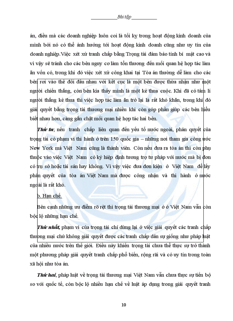 image for page Bài tập học kỳ Luật thương mại 2 Trọng tài thương mại