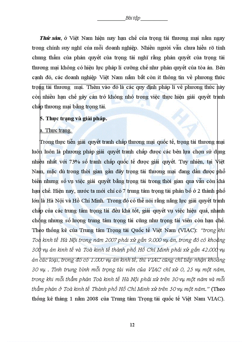 image for page Bài tập học kỳ Luật thương mại 2 Trọng tài thương mại