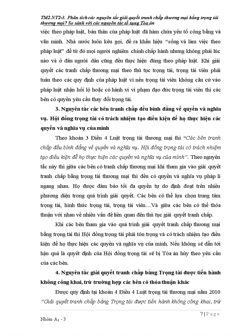 image for page Phân tích các nguyên tắc giải quyết tranh chấp thương mại bằng trọng tài thương mại So sánh với các nguyên tắc tố tụng của tòa án