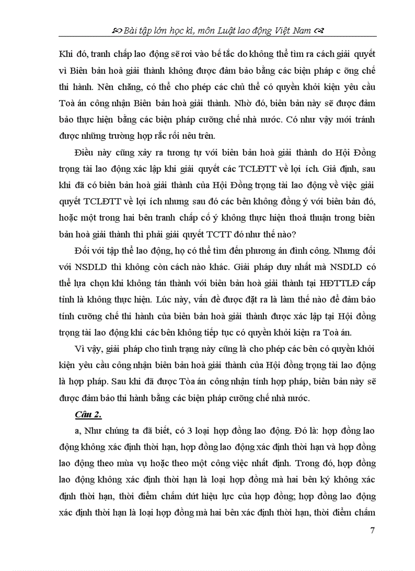 image for page Bài tập học kỳ Luật Lao động đề 1 Nêu ý kiến cá nhân về các quy định của Bộ luật lao động Việt Nam hiện hành về tranh chấp lao động tập thể và giải quyết tranh chấp lao động tập thể