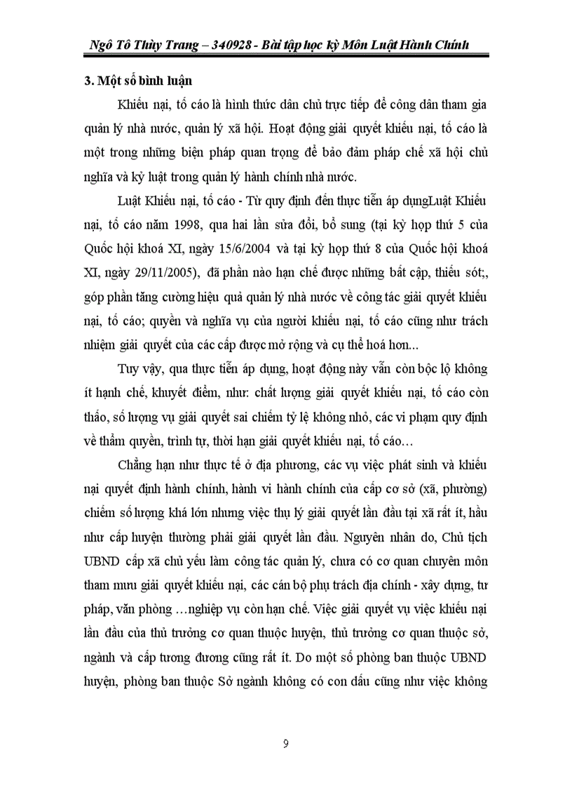 image for page Phân tích vai trò của khiếu nại tố cáo và giải quyết khiếu nại tố cáo đối với đối với việc đảm bảo pháp chế trong quản lí hành chính nhà nước