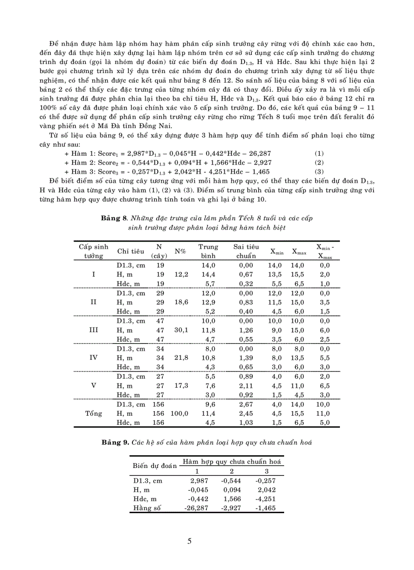 Ứng dụng hàm tách biệt discriminant function để phân loại cấp sinh trưởng cây rừng