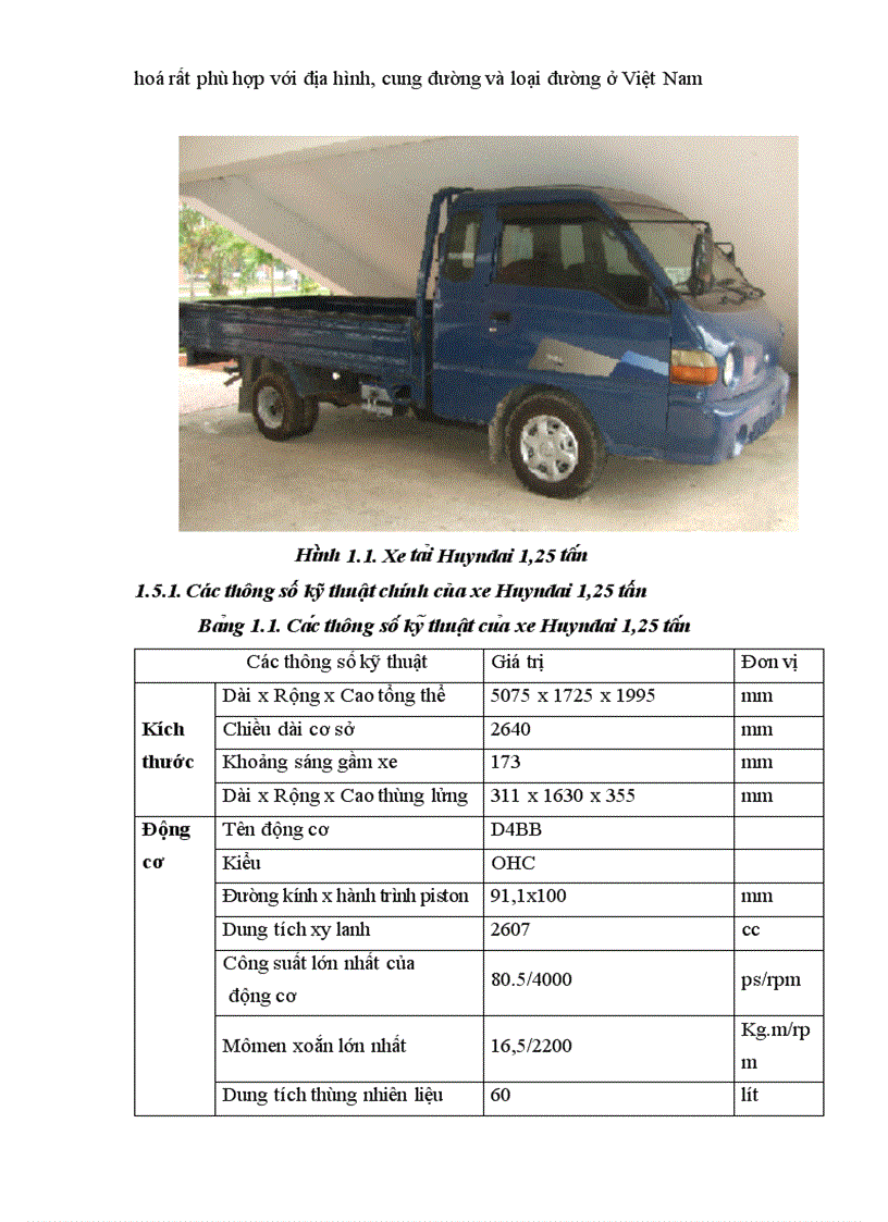 image for page Khảo sát đặc tính động lực học của xe ôtô tải Huyndai 1 25 tấn