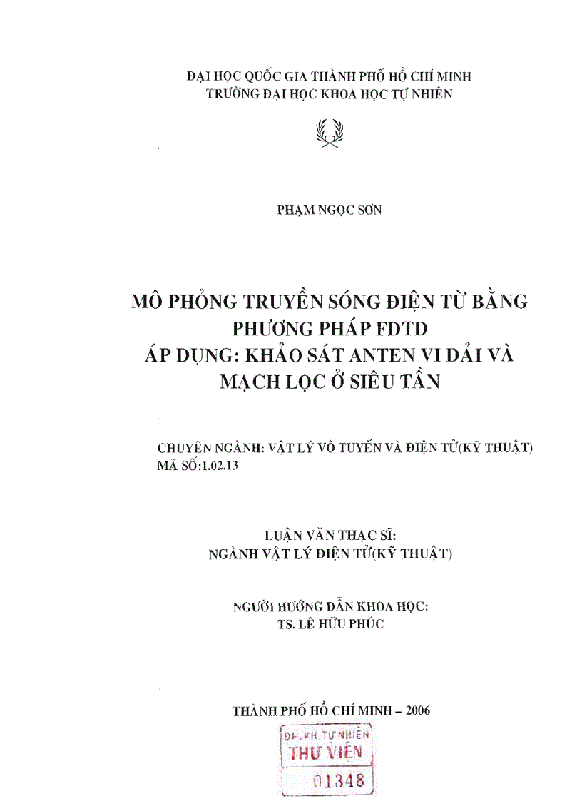 image for page Mô phỏng truyền sóng điện từ bằng phương pháp fdtd áp dụng Khảo sát anten vi dải và mạch lọc ở siêu tần