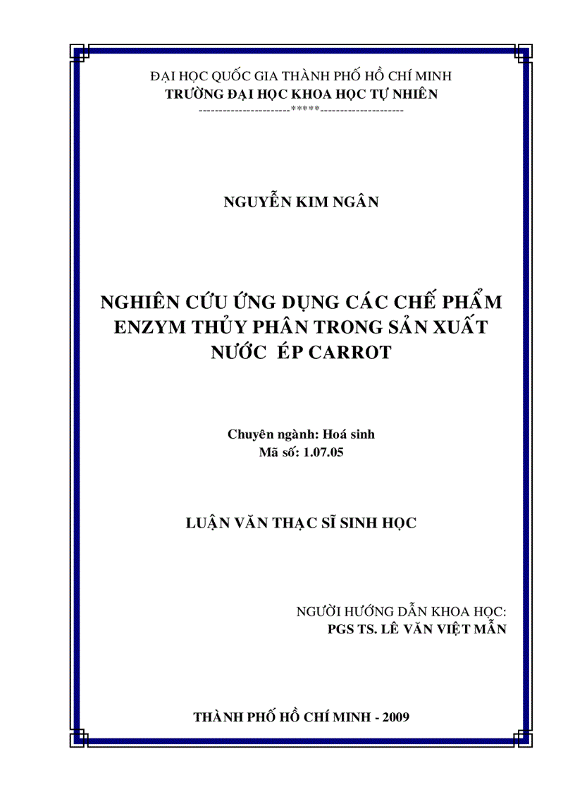 image for page Nghiên cứu ứng dụng các chế phẩm enzym thủy phân trong sản xuất nước ép carrot