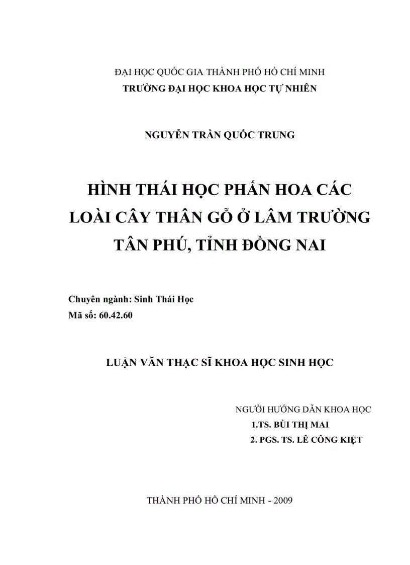 image for page Hình thái học phấn hoa các loài cây thân gỗ ở lâm trường tân phú tỉnh đồng nai