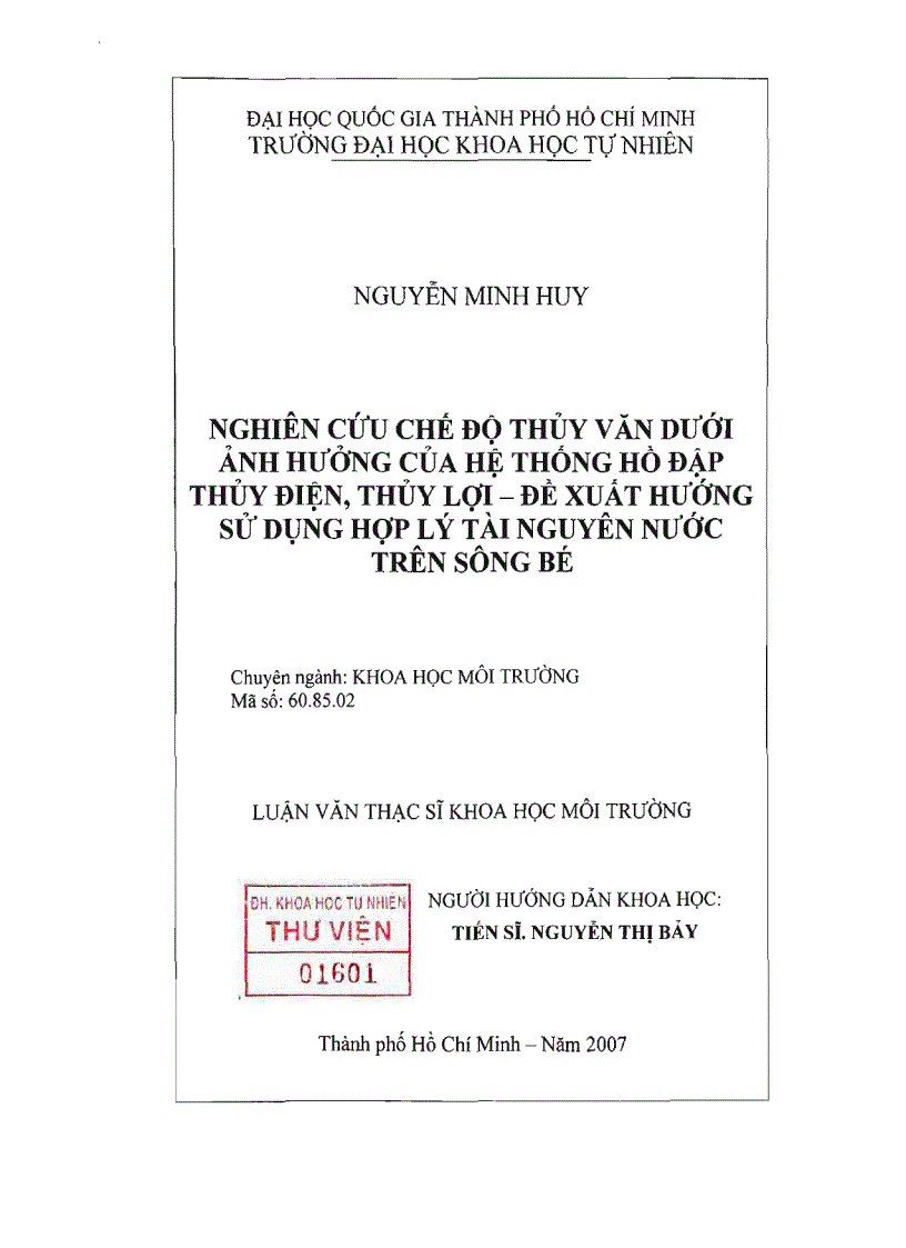 image for page Nghiên cứu chế độ thủy văn dưới ảnh hưởng của hệ thống hồ đập thủy điện thủy lợi đề xuất hướng sử dụng hợp lý tài nguyên nước trên sông bé