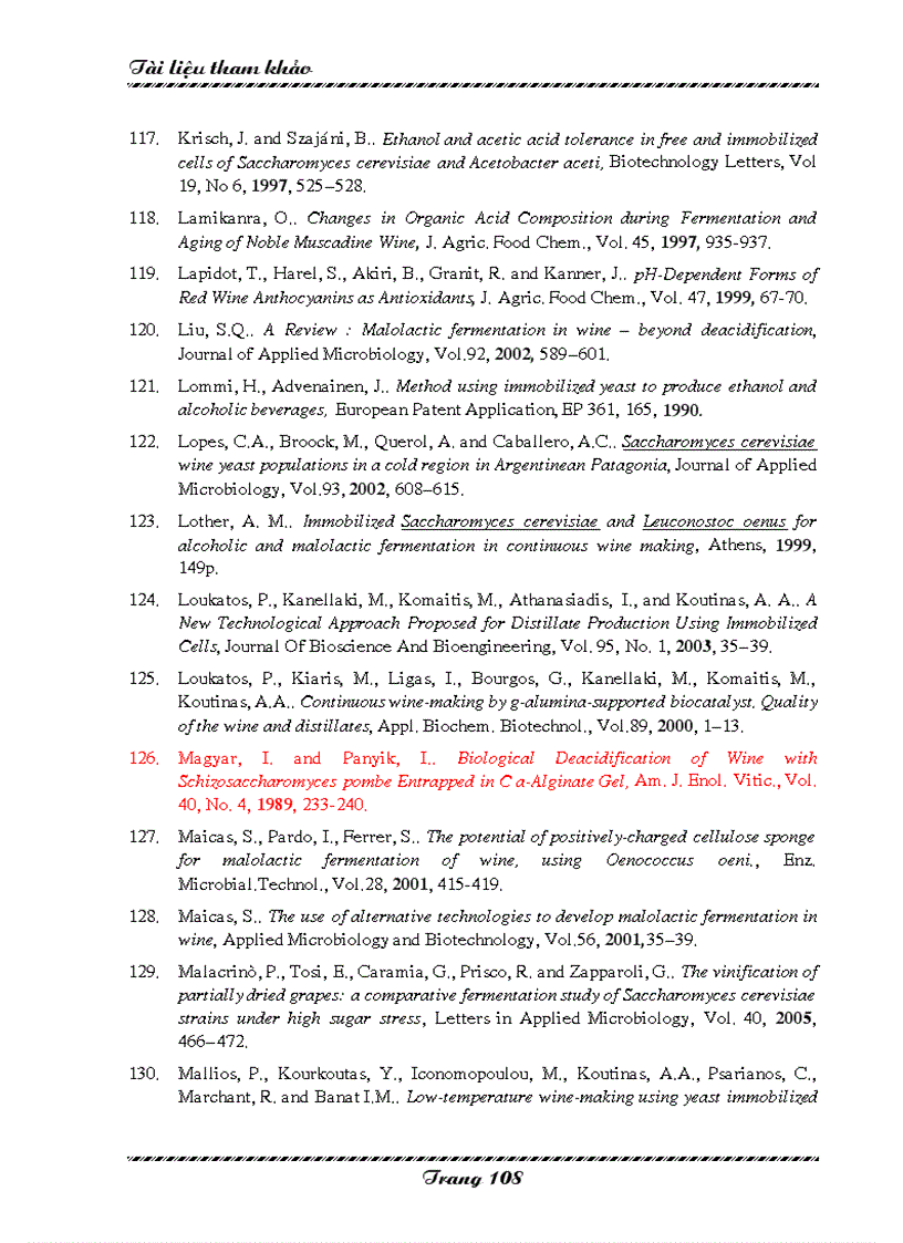 image for page Khảo sát ảnh hưởng của các yếu tố công nghệ đến động học quá trình lên men rượu vang nho sử dụng nấm men cố định