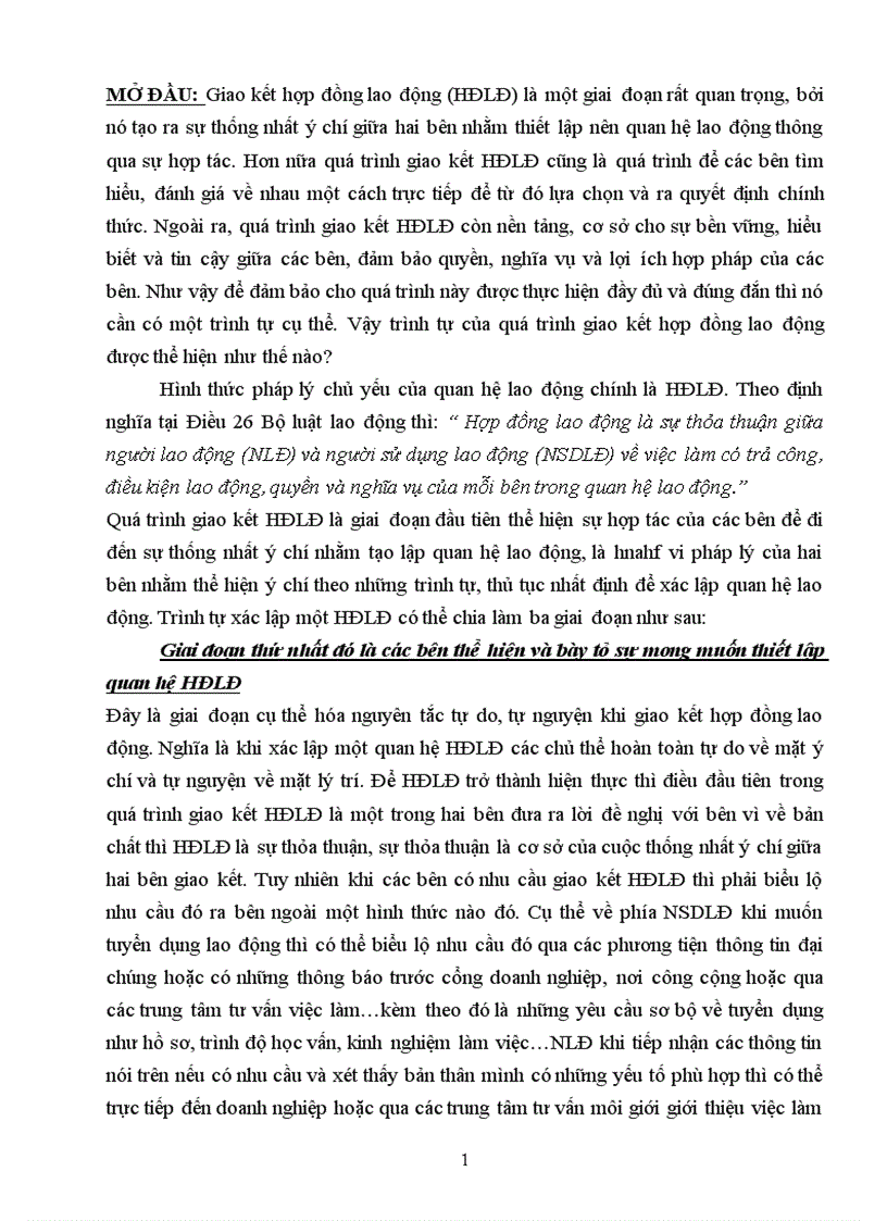 image for page Trình tự của quá trình giao kết hợp đồng lao động