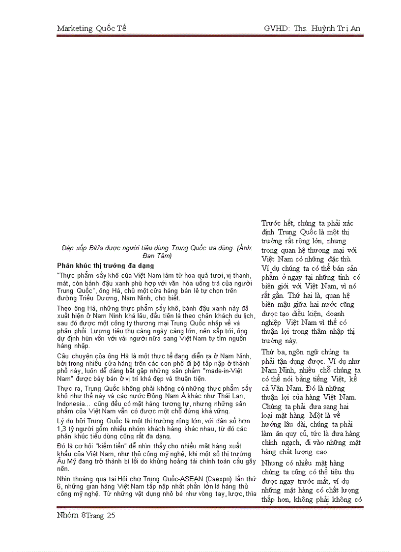 image for page Phân tích chiến lược Marketing của công ty Biti s vào thị trường Trung Quốc 201