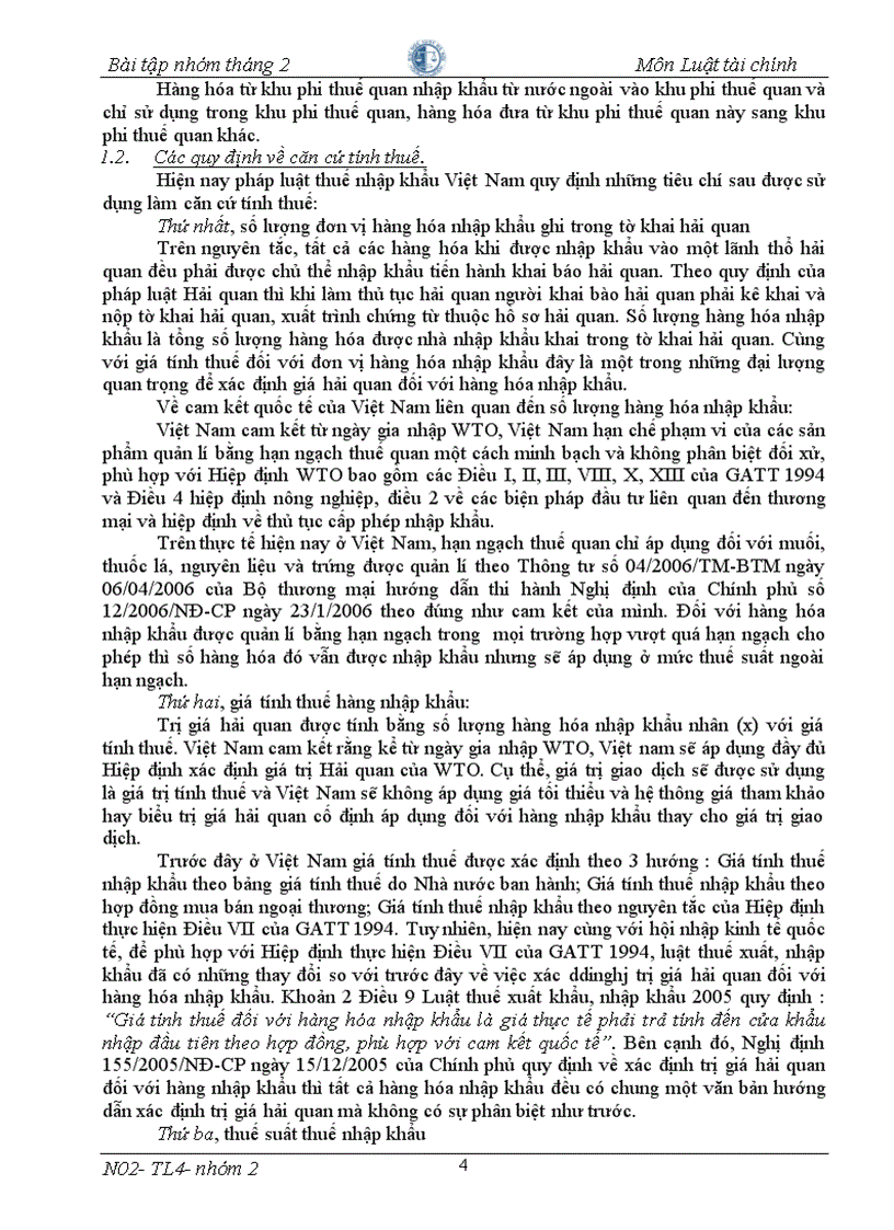image for page BT nhóm 9đ Thực tiễn áp dụng pháp luật thuế nhập khẩu và giải pháp nhằm khắc phục những hạn chế bất cập của pháp luật thuế nhập khẩu