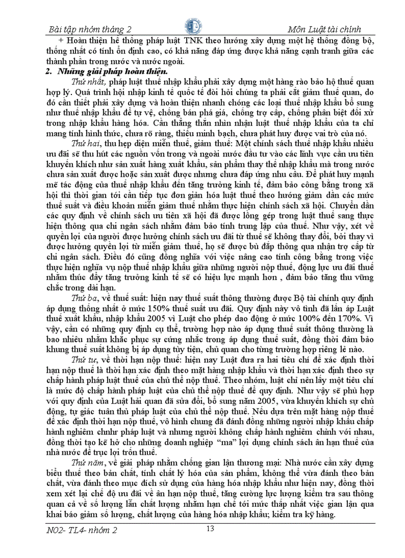 image for page BT nhóm 9đ Thực tiễn áp dụng pháp luật thuế nhập khẩu và giải pháp nhằm khắc phục những hạn chế bất cập của pháp luật thuế nhập khẩu