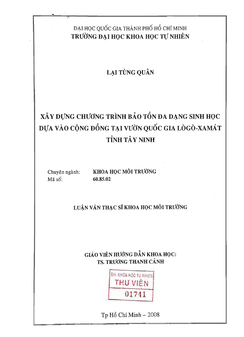 image for page Xây dựng chương trình bảo tồn đa dạng sinh học dựa vào cộng đồng tại vườn quốc gia lògò xamát tỉnh tây ninh