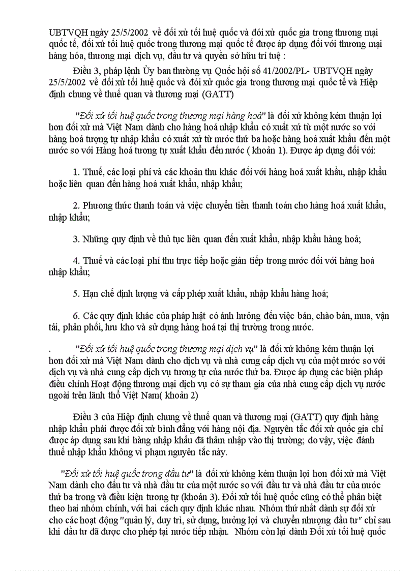 image for page So sánh nguyên tắc đối xử quốc gia và đối xử tối huệ quốc