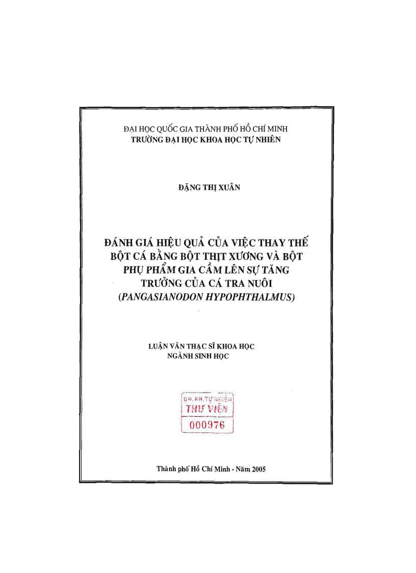 image for page Đánh giá hiệu quả của việc thay thế bột cá bằng bột thịt xương và bột phụ phẩm gia cầm lên sự tăng trưởng của cá tra nuôi pangasianodon hypophthalmus