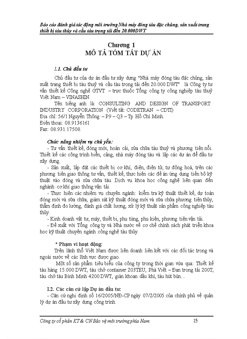 image for page Báo cáo đánh giá tác động môi trường Nhà máy đóng tàu đặc chủng sản xuất trang thiết bị tàu thủy và cầu tàu trọng tải đến 20 000DWT