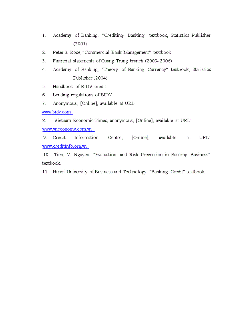 image for page Precluding and reducing solutions to credit risk at Quang Trung branch of Vietnam Bank of Investment and Development