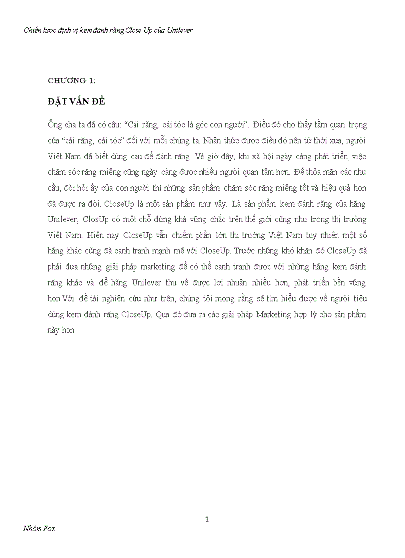 image for page Chiến lược định vị kem đánh răng close up của unilever