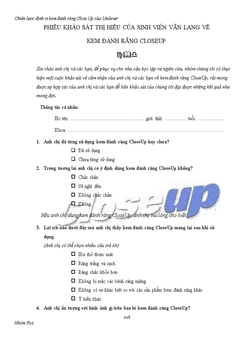 image for page Chiến lược định vị kem đánh răng close up của unilever