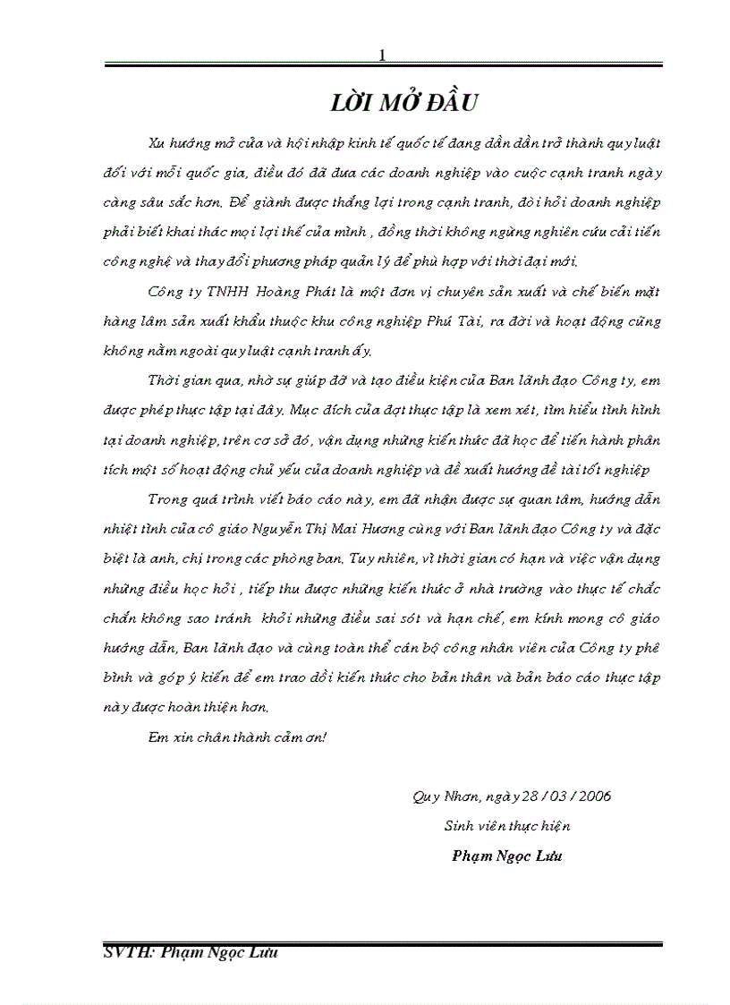image for page Báo cáo thực tập tại Công ty TNHH Hoàng Phát Quy Nhơn