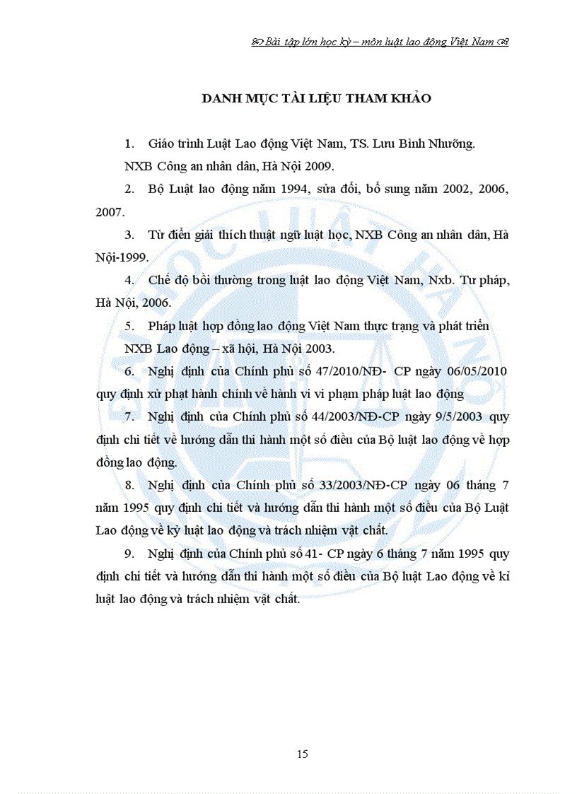 image for page Bài tập lớn hoc kỳ môn lao động đề 8