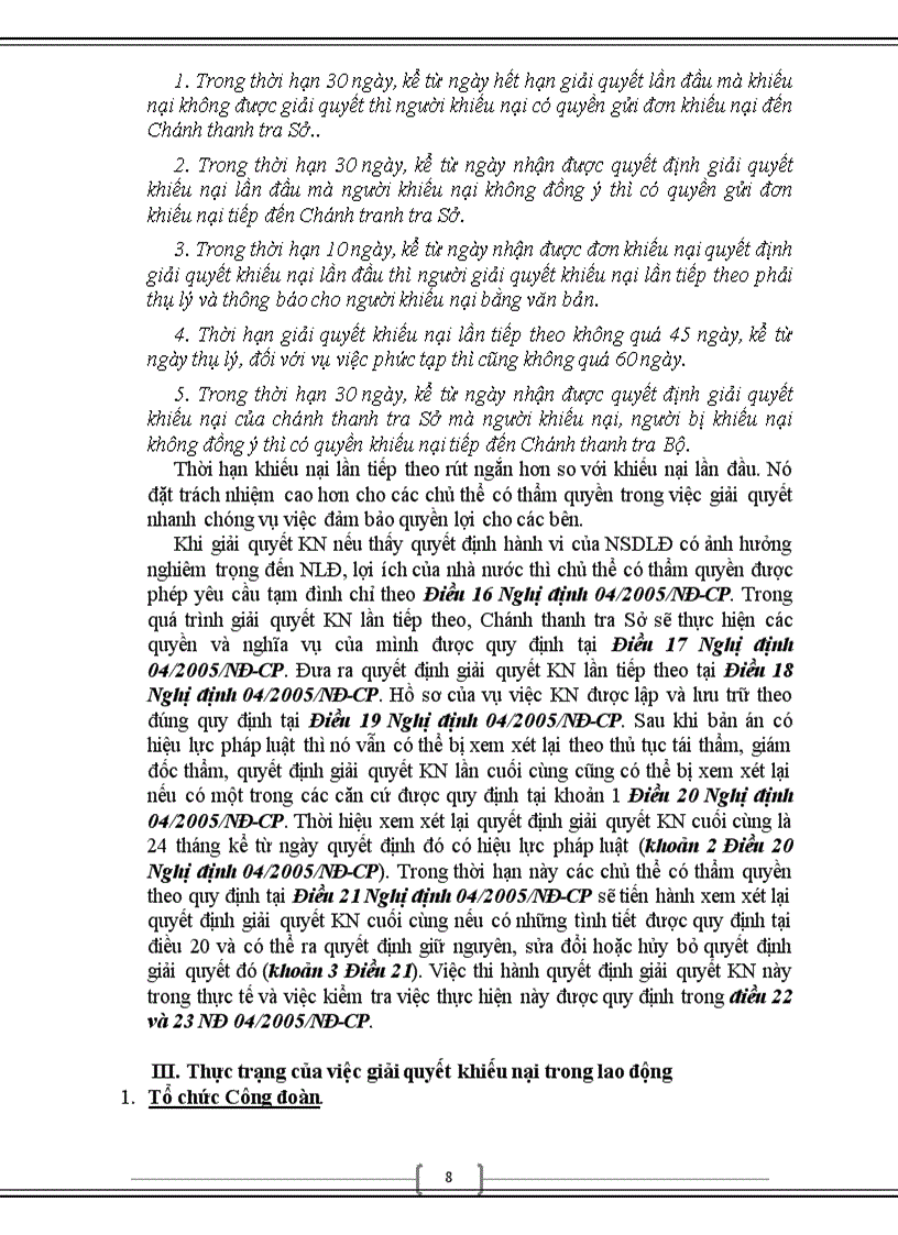 image for page Trình bày cơ chế giải quyết khiếu nại trong lĩnh vực lao động Giải quyết tình huống 8đ