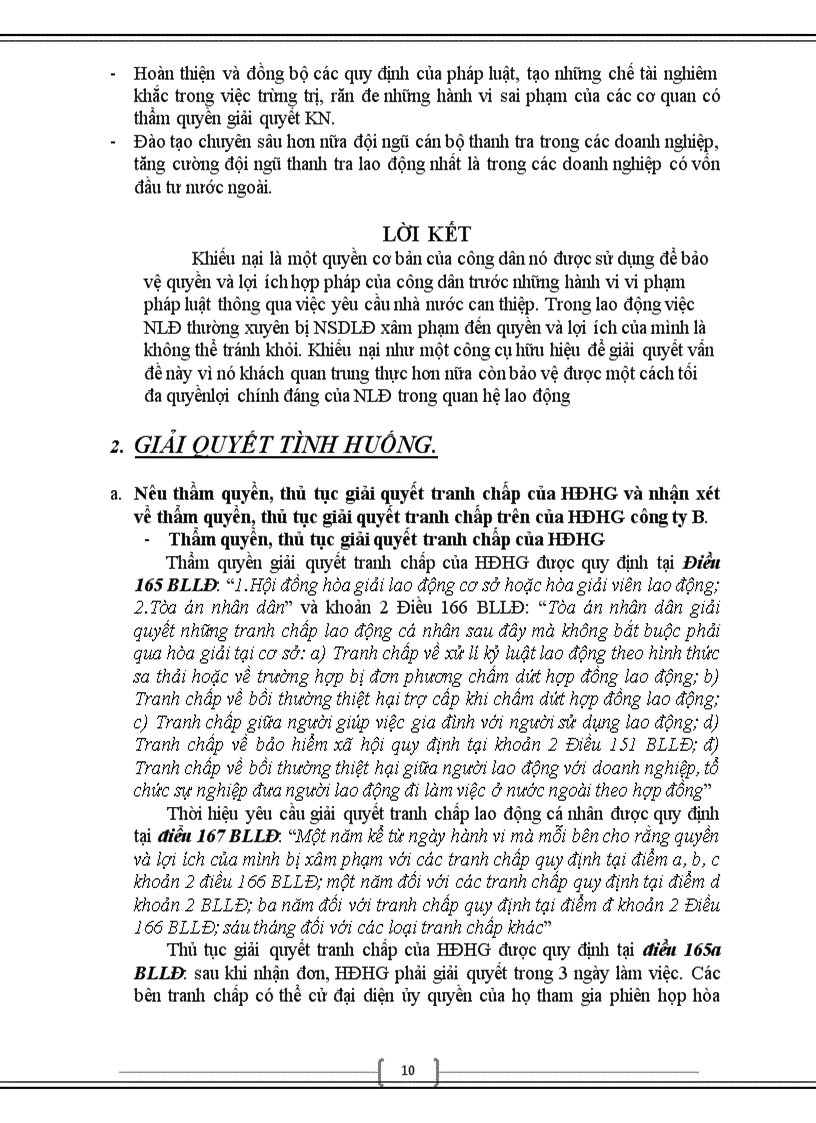 image for page Trình bày cơ chế giải quyết khiếu nại trong lĩnh vực lao động Giải quyết tình huống 8đ