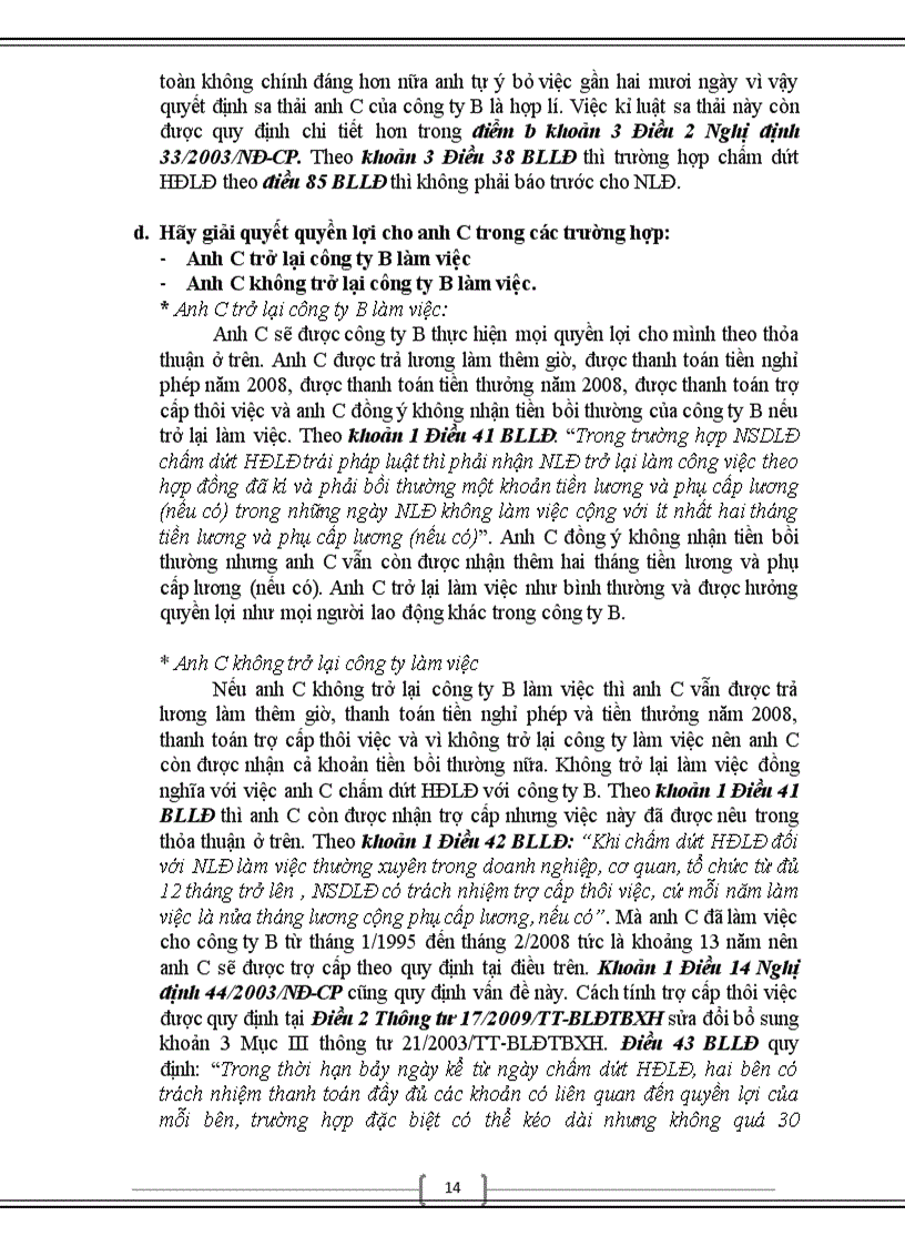 image for page Trình bày cơ chế giải quyết khiếu nại trong lĩnh vực lao động Giải quyết tình huống 8đ