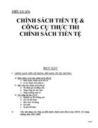 Chính sách tiền tệ công cụ thực thi chính sách tiền tệ