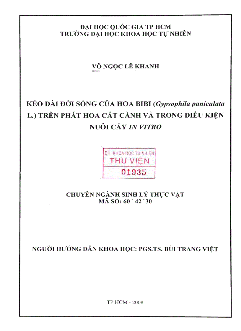 image for page Kéo dài đời sống của hoa bibi Gypsophila paniculata L trên phát hoa cắt cành và trong điều kiện nuôi cấy in vitro