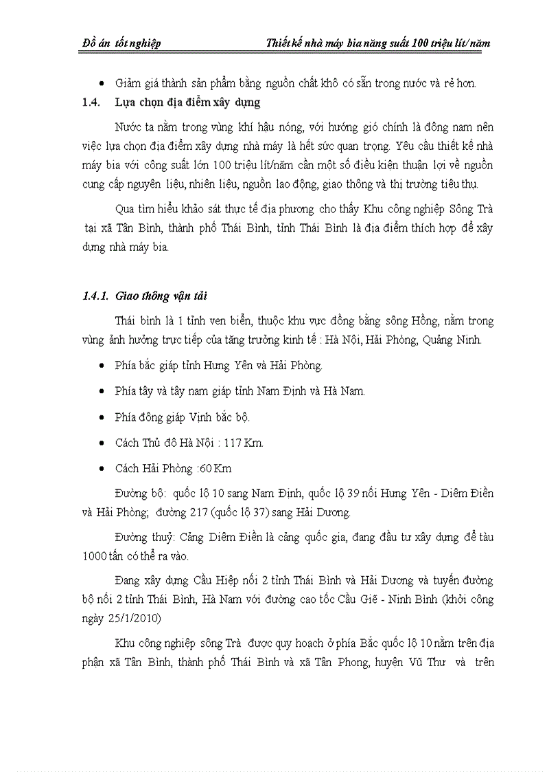 image for page Thiết kế nhà máy bia nằng suất 100 triệu lít năm