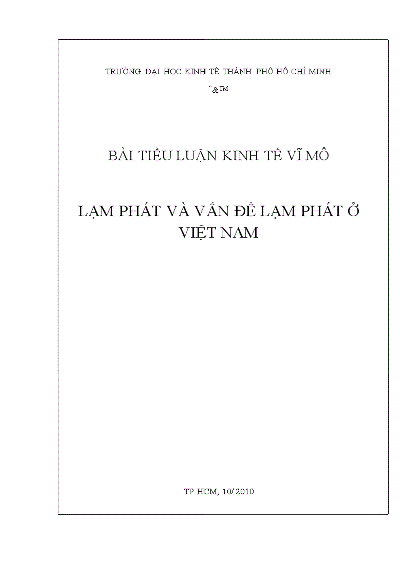 Lạm phát và vấn đề lạm phát ở việt nam